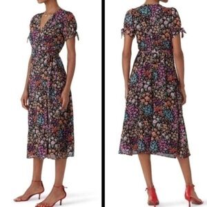 Yumi Kim Bella Maternity Wrap Midi Dress Black Floral XS